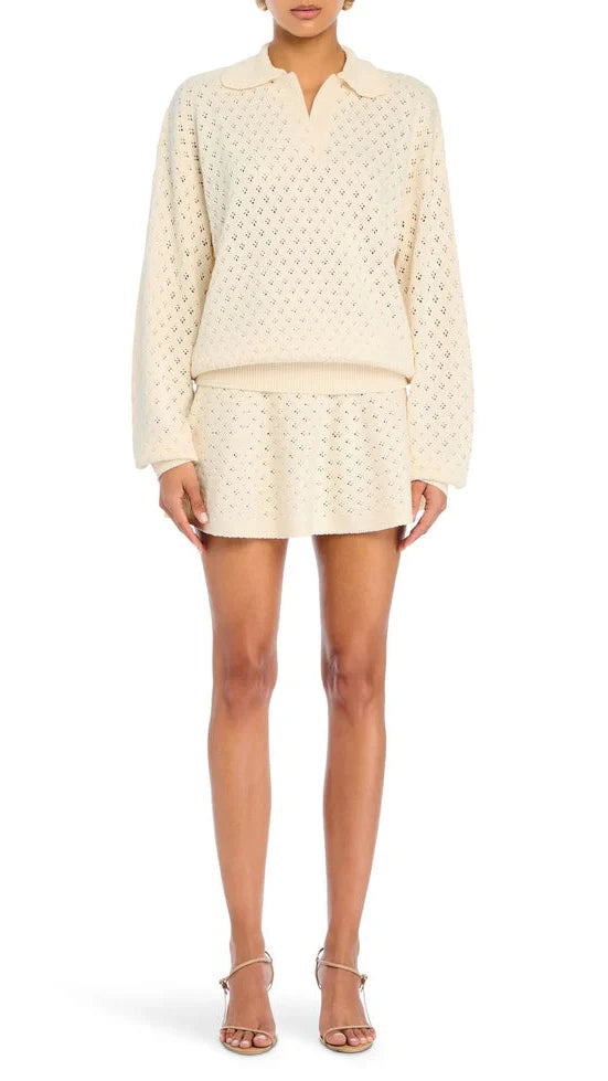 Ser.o.ya Mica Knit Collar Sweater in Eggshell