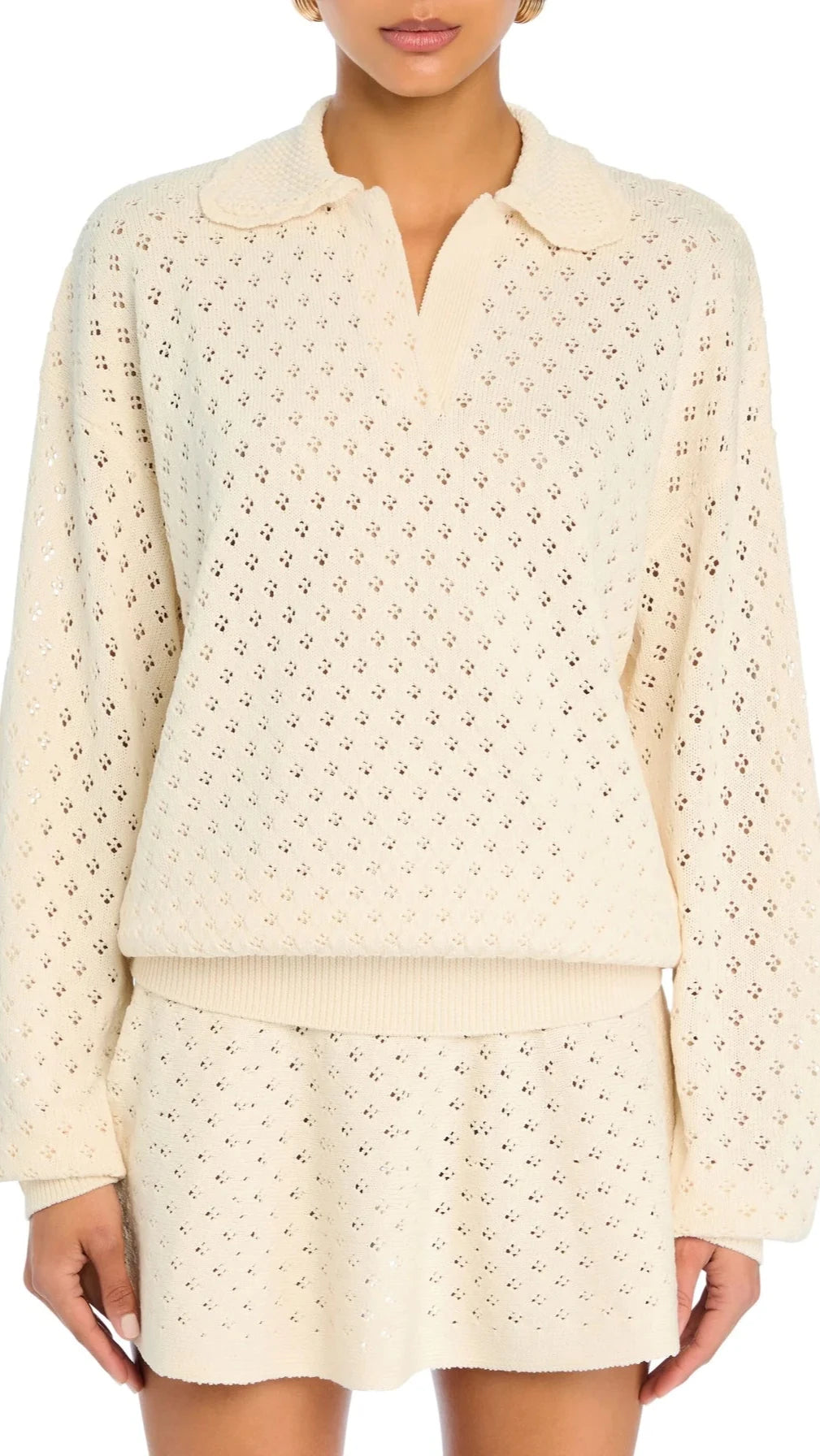 Ser.o.ya Mica Knit Collar Sweater in Eggshell