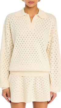 Ser.o.ya Mica Knit Collar Sweater in Eggshell