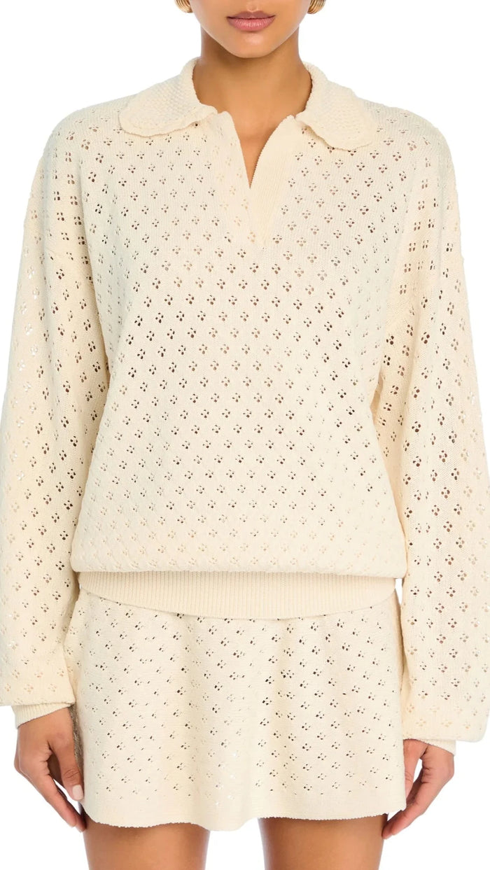Ser.o.ya Mica Knit Collar Sweater in Eggshell