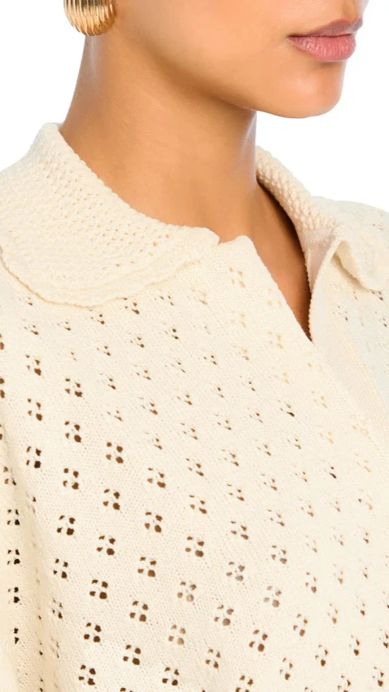 Ser.o.ya Mica Knit Collar Sweater in Eggshell