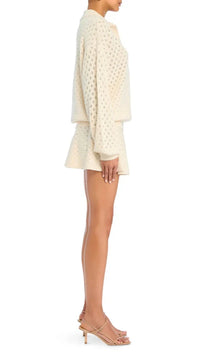 Ser.o.ya Mica Knit Collar Sweater in Eggshell