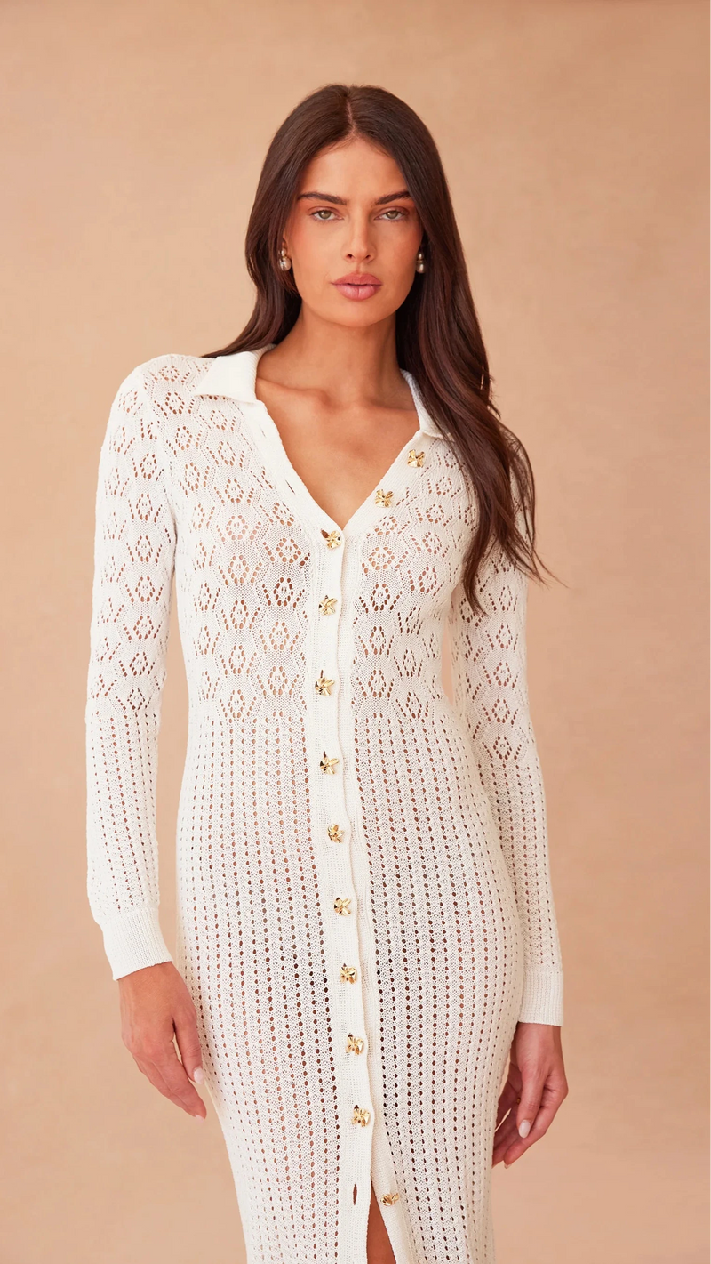 Generation Love Eleni Pointelle Knit Dress in White