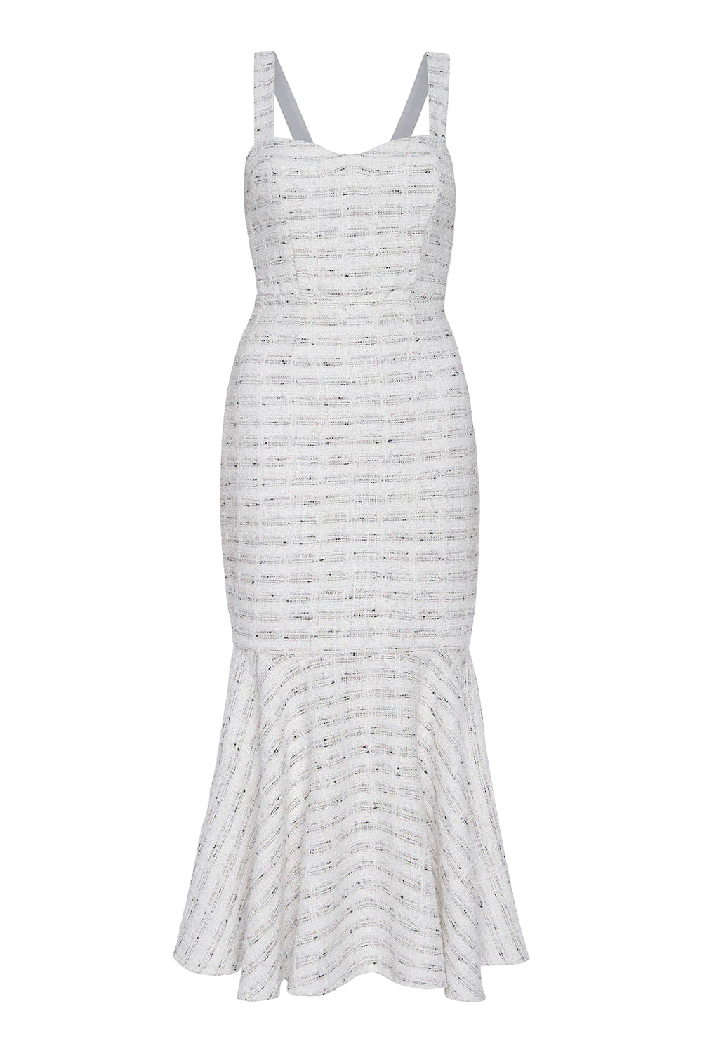 Misa Elke Tweed Midi Dress in Winter White