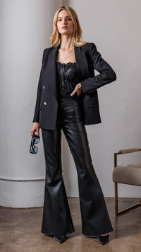 Generation Love Wesley Faux Leather Flared Pants in Black