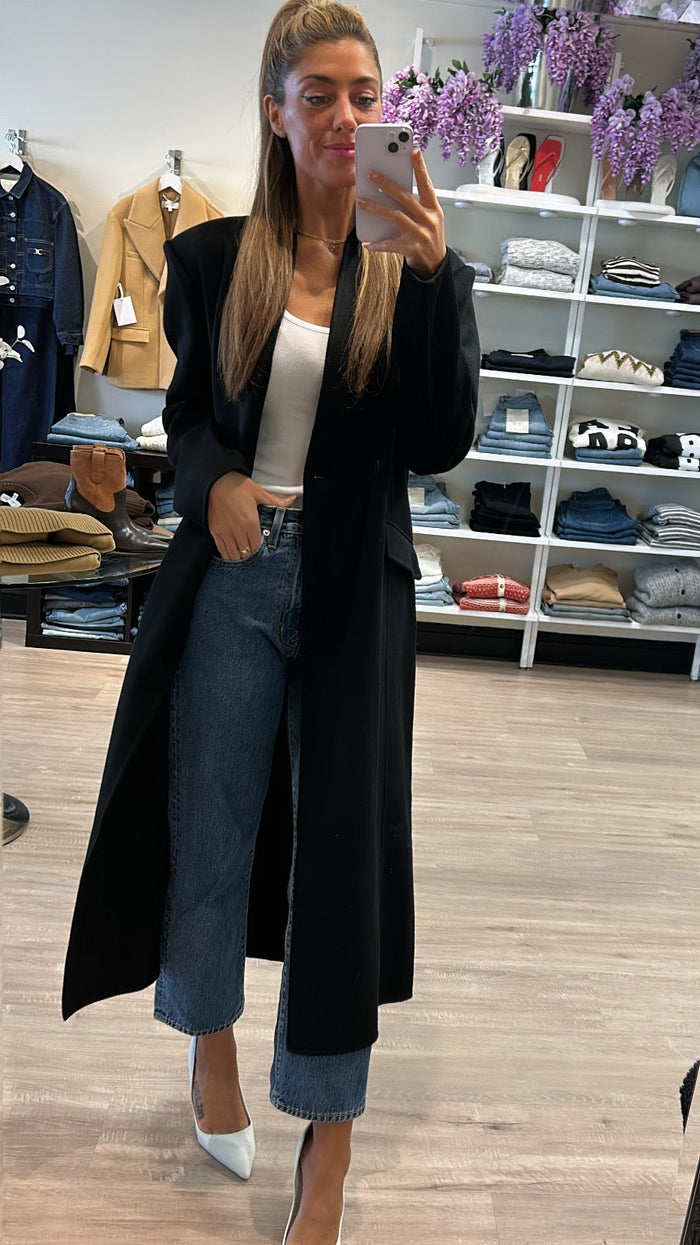 Lamarque Callie Double Face Wool Coat in Black