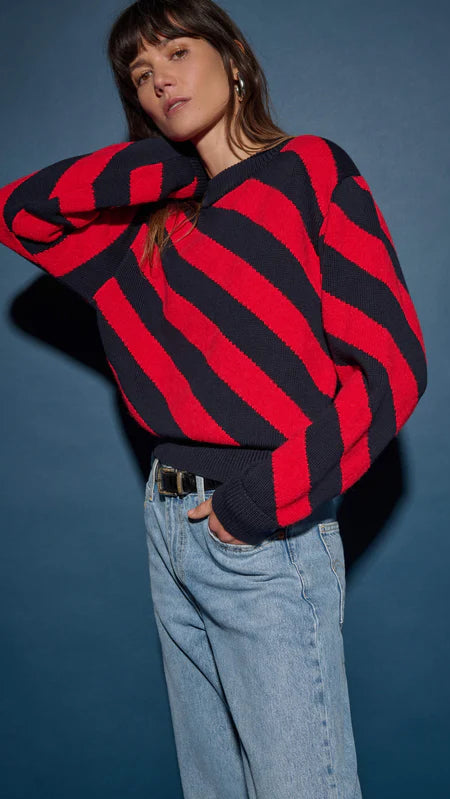 Nation LTD Fabienne Crew Neck Sweater in Regatta Stripe