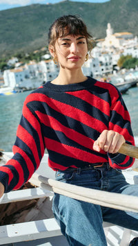 Nation LTD Fabienne Crew Neck Sweater in Regatta Stripe