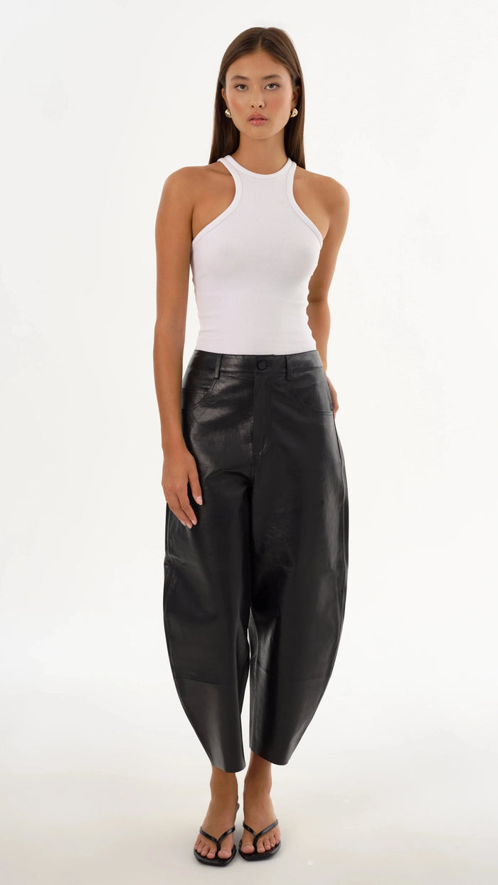 Lamarque Fenne Leather Tapered Pant in Black