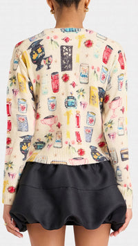 Amanda Uprichard Nancy Cardigan in Antique White Treasure Print