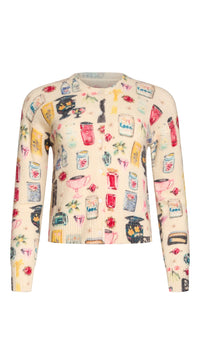 Amanda Uprichard Nancy Cardigan in Antique White Treasure Print