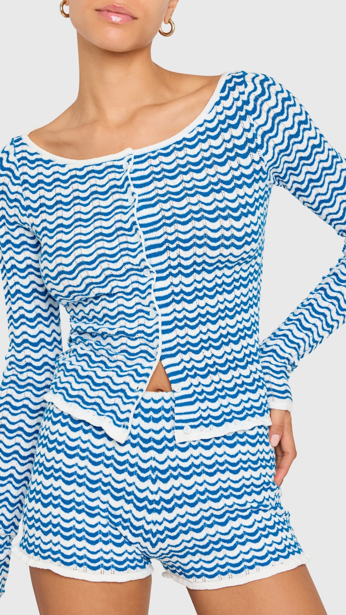 Amanda Uprichard Breezy Cardigan in Blue/White