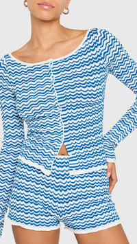 Amanda Uprichard Breezy Cardigan in Blue/White