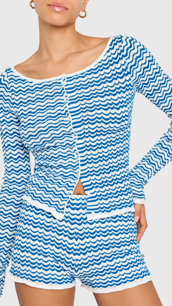 Amanda Uprichard Breezy Cardigan in Blue/White