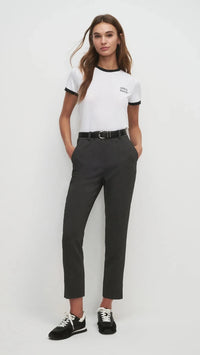 Favorite Daughter The Cropped Favorite Daughter Ringer Tee in White/Black