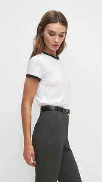 Favorite Daughter The Cropped Favorite Daughter Ringer Tee in White/Black
