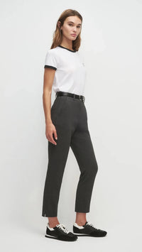 Favorite Daughter The Cropped Favorite Daughter Ringer Tee in White/Black