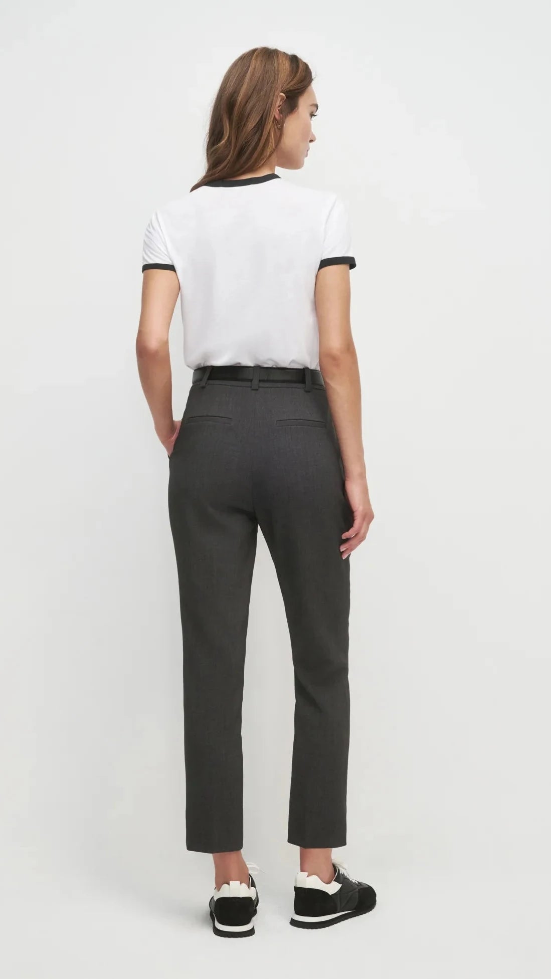 Favorite Daughter The Cropped Favorite Daughter Ringer Tee in White/Black