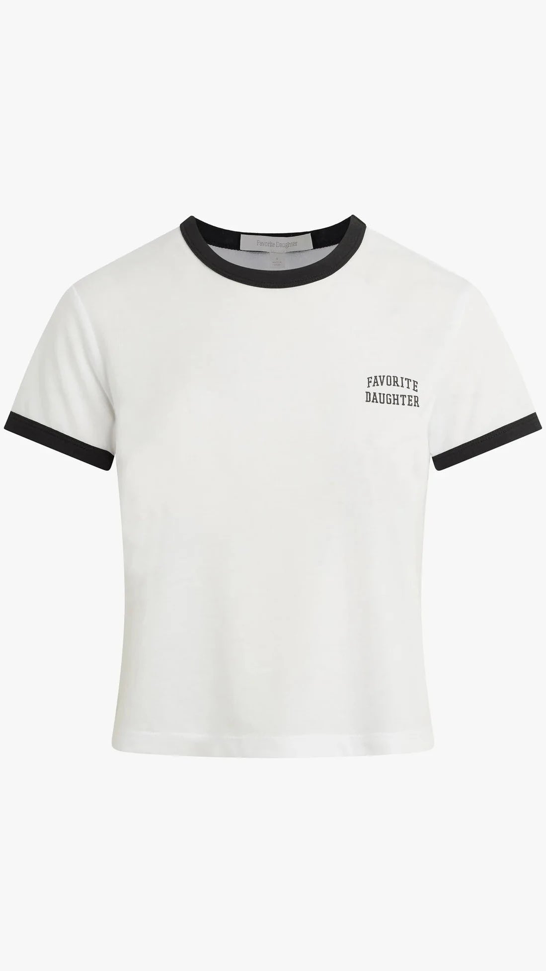 Favorite Daughter The Cropped Favorite Daughter Ringer Tee in White/Black