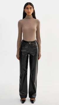 Lamarque Freja Faux Leather Croc Pants in Black