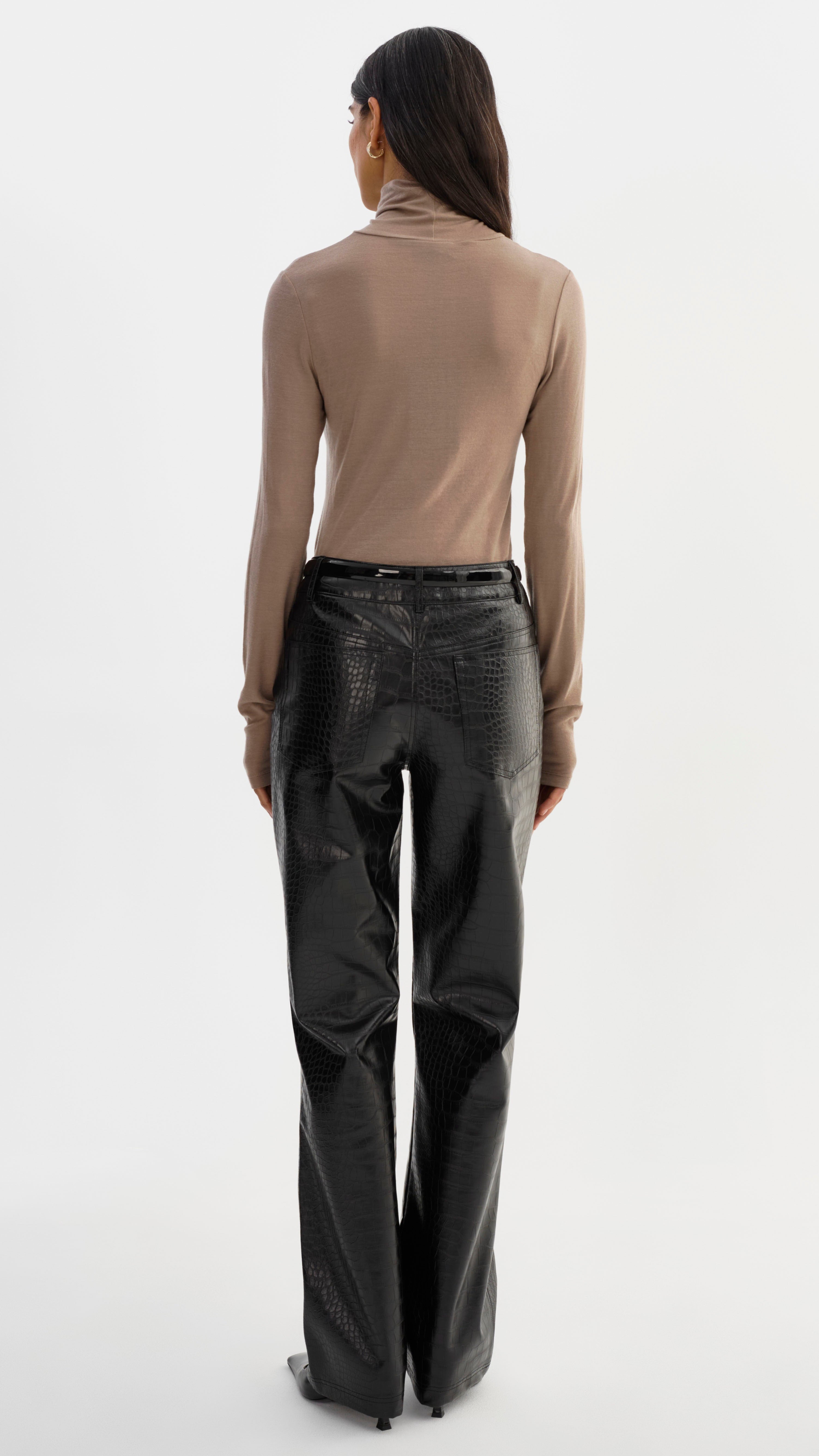 Lamarque Freja Faux Leather Croc Pants in Black – Suite 201