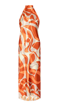 Misa Fiore Halter Maxi Dress in Abstract Summer Shade