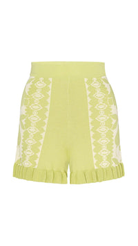 Misa Lexi Floral Knit Shorts in Green