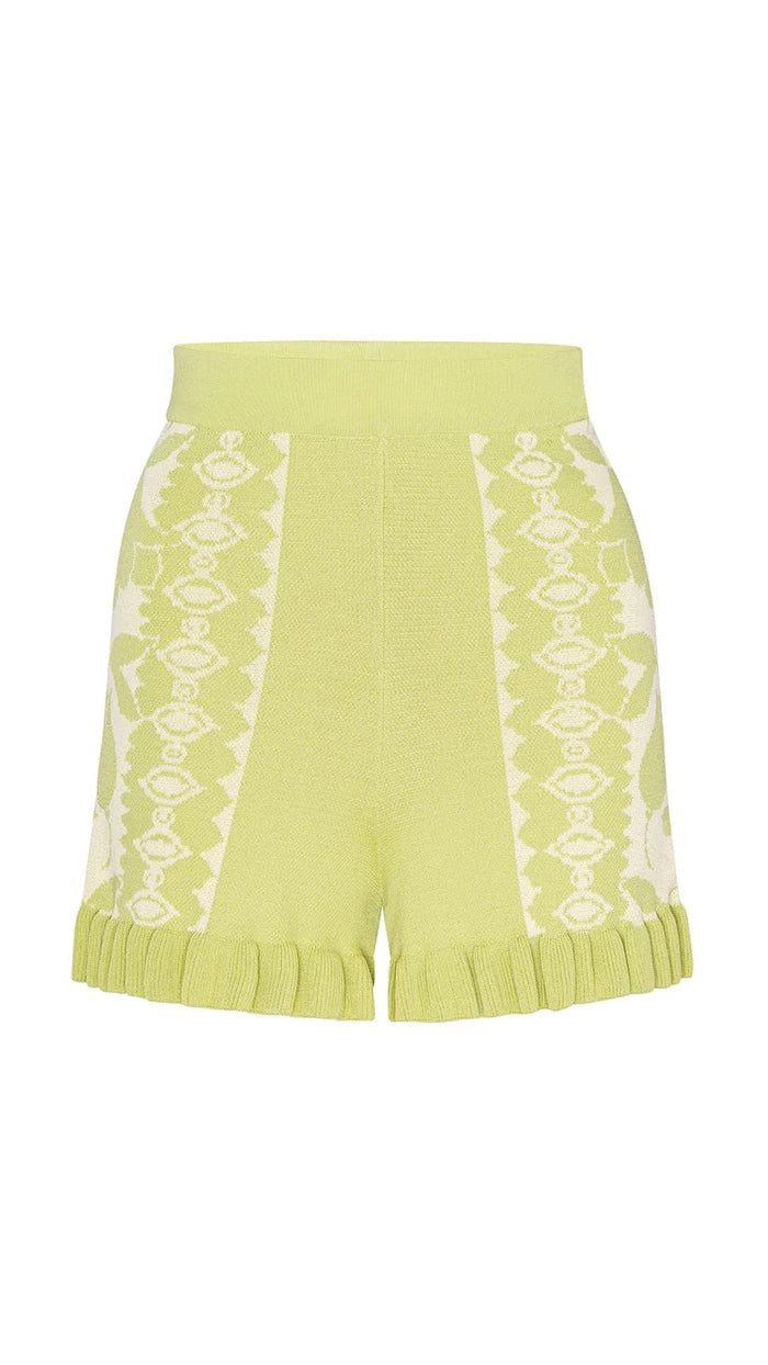 Misa Lexi Floral Knit Shorts in Green