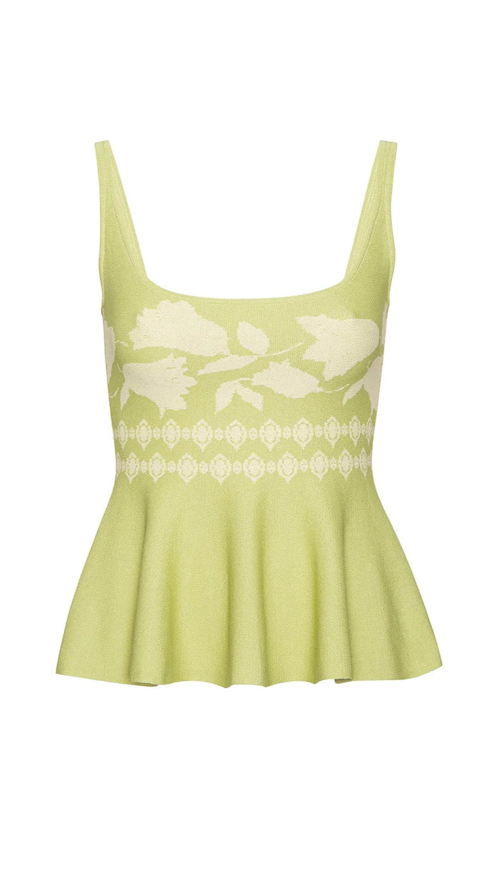 Misa Miley Floral Knit Top in Green