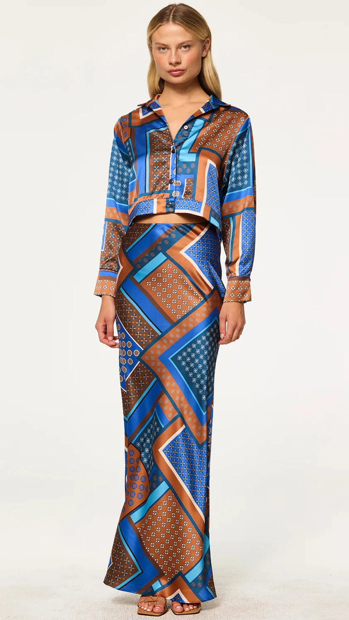 Misa Nadine Jacket Top in Tile Patchwork