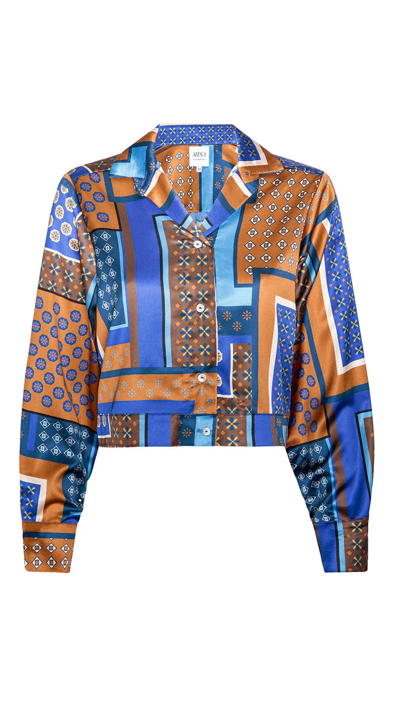 Misa Nadine Jacket Top in Tile Patchwork