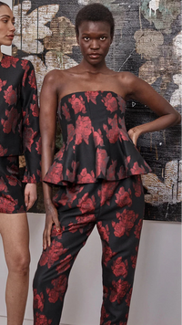 Misa Piper Brocade Strapless Top in Midnight Rose