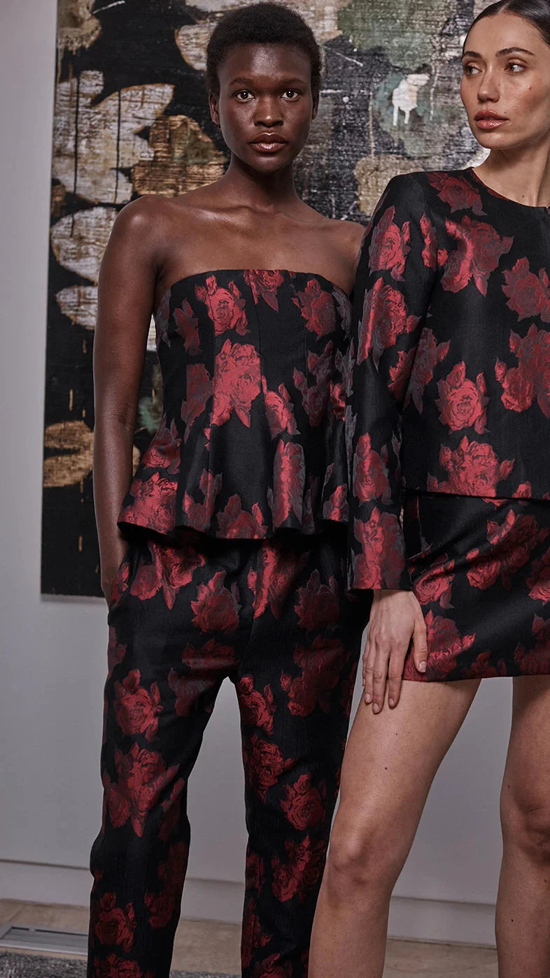 Misa Ria Brocade Pant in Midnight Rose