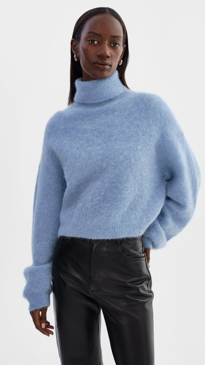 Lamarque Garcelle Turtleneck Sweater in Heather Blue