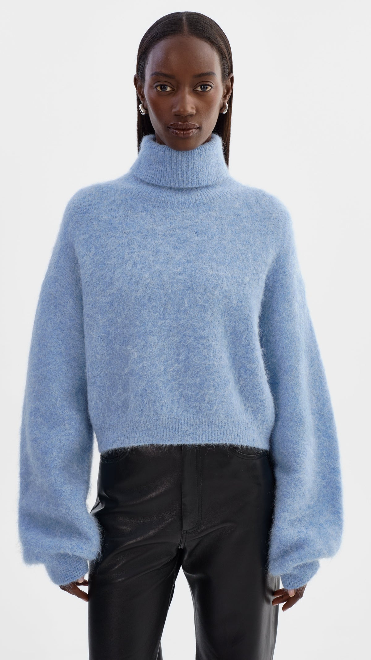 Lamarque Garcelle Turtleneck Sweater in Heather Blue