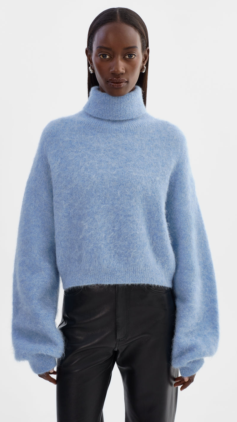 Lamarque Garcelle Turtleneck Sweater in Heather Blue