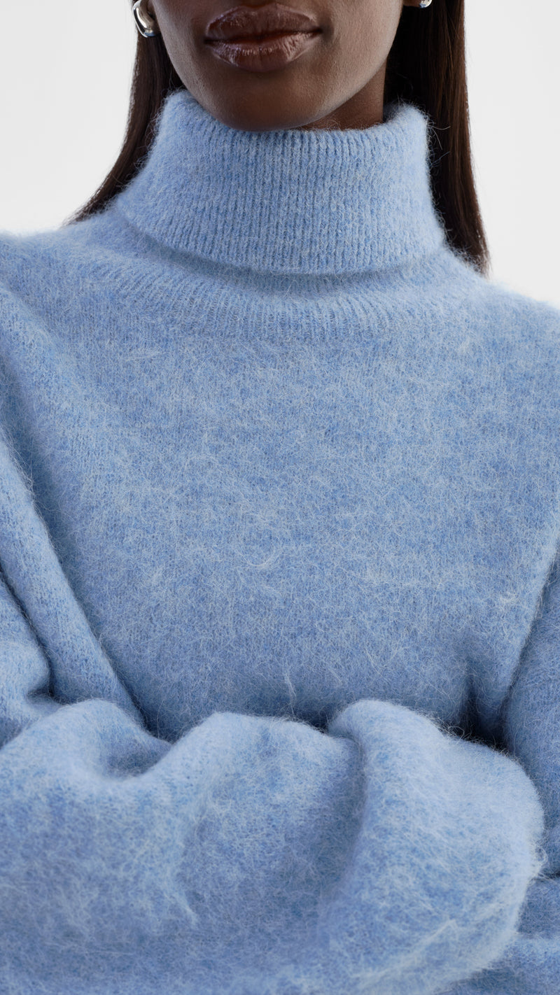 Lamarque Garcelle Turtleneck Sweater in Heather Blue
