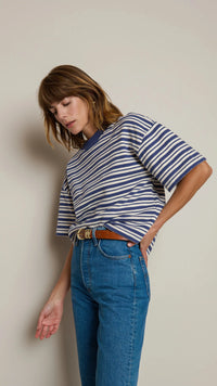 Nation LTD Gio Short Sleeve Sweatshirt in Tossed Stripe