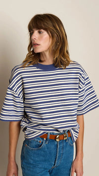 Nation LTD Gio Short Sleeve Sweatshirt in Tossed Stripe