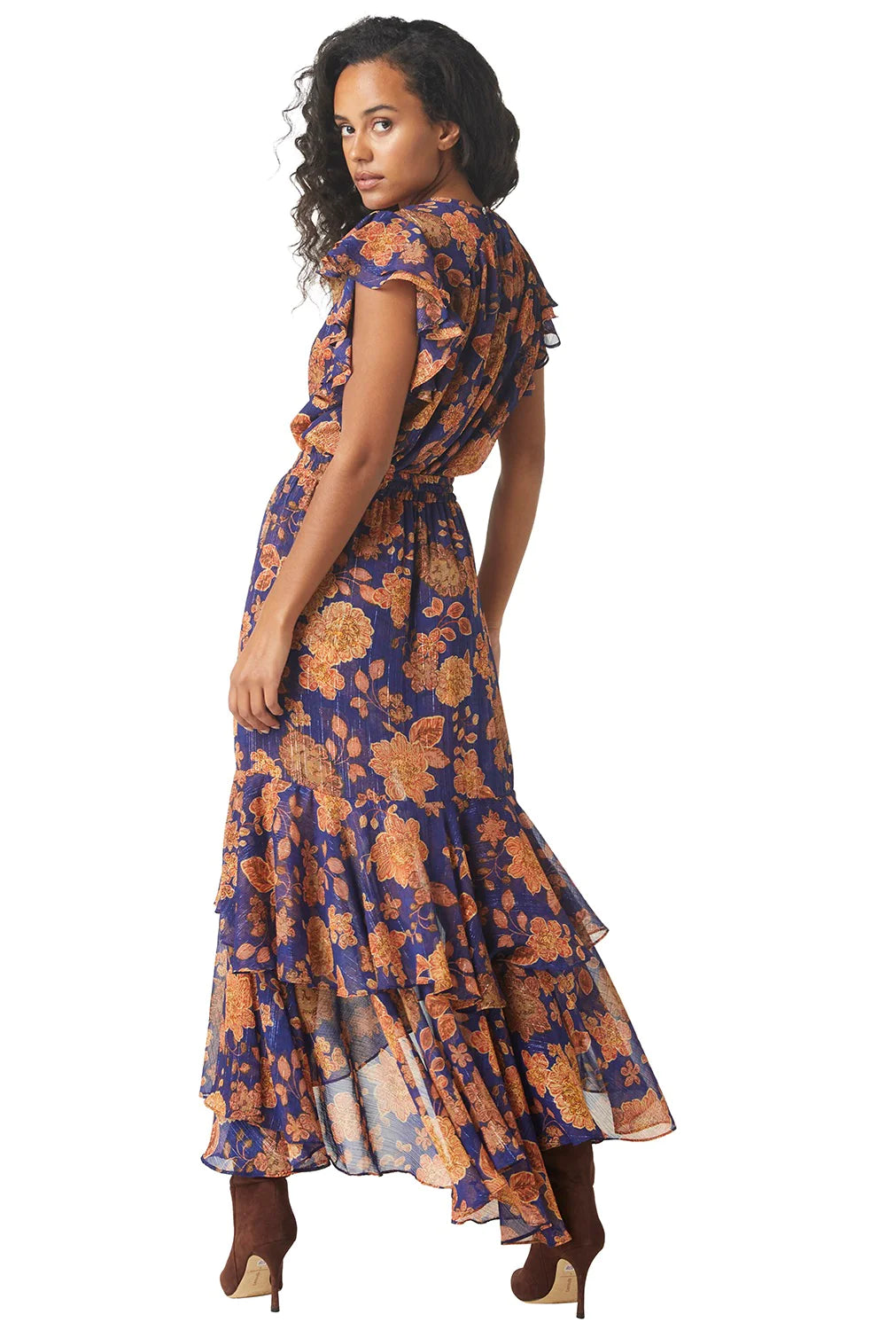 Misa Seva Maxi Skirt in Blue Marigold Print
