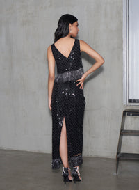 Saylor Randall Floral Sequin Set in Black