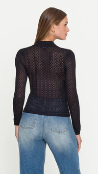 Generation Love Channah Heart Pointelle Sweater in Black