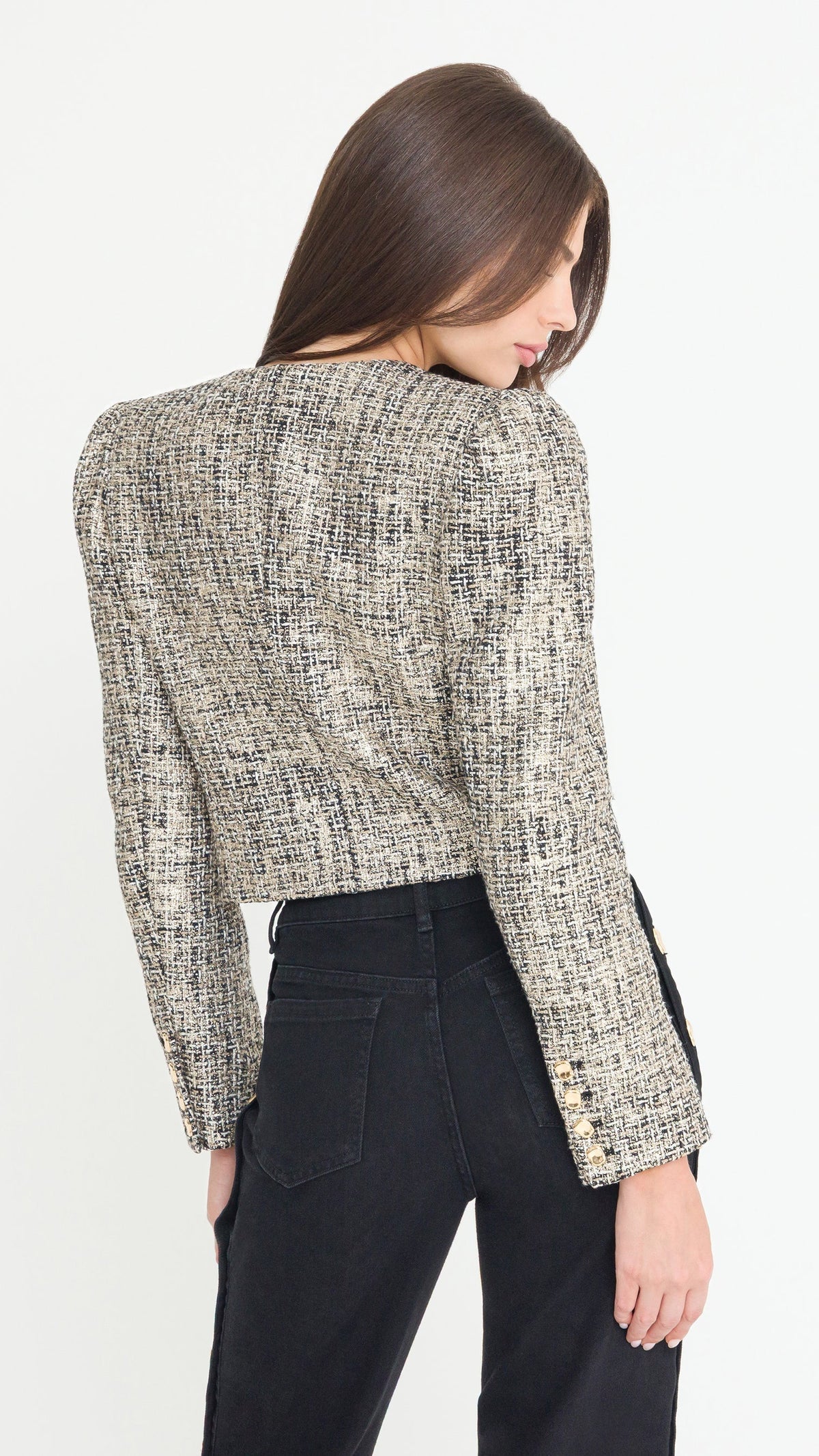 Generation Love Charlotte Tweed Jacket in Gold Multi