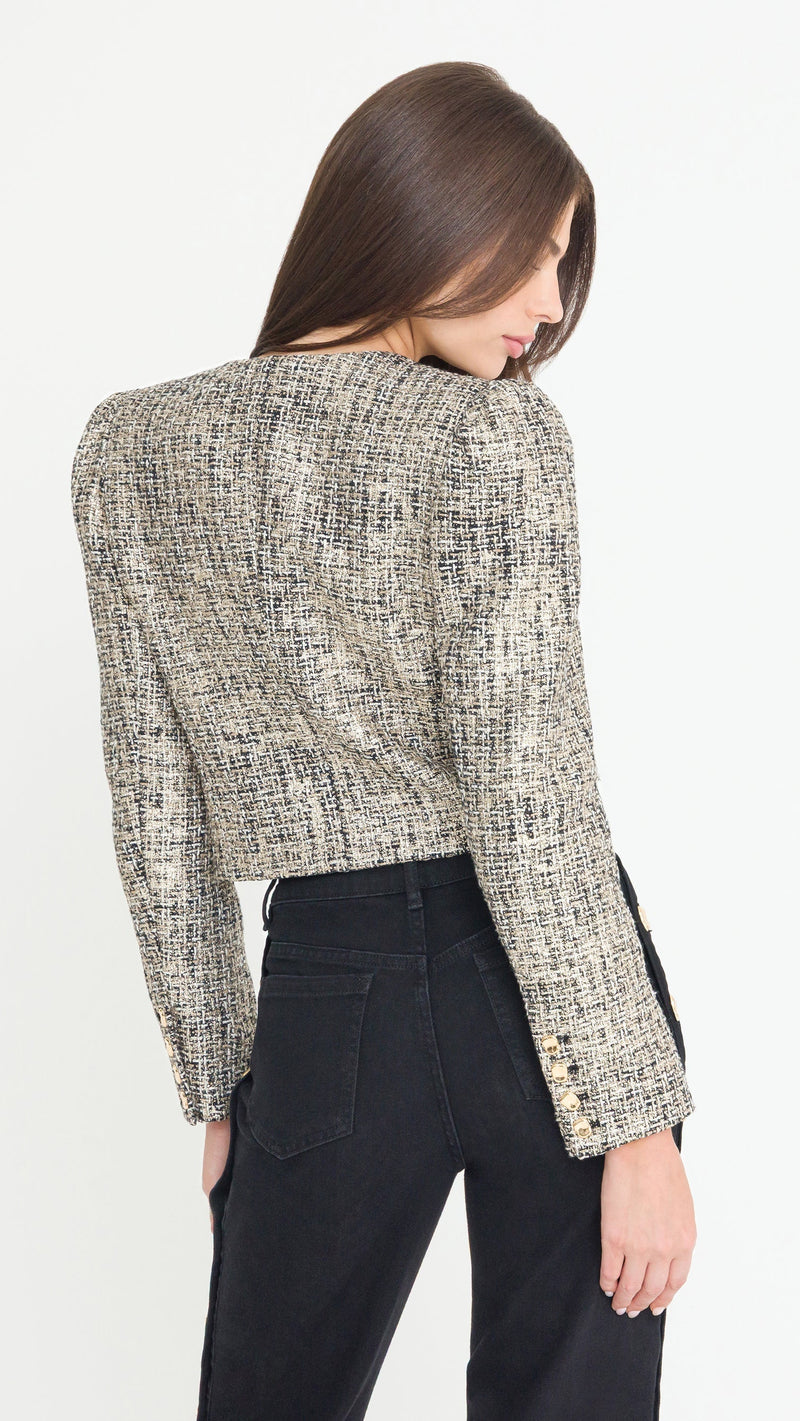 Generation Love Charlotte Tweed Jacket in Gold Multi