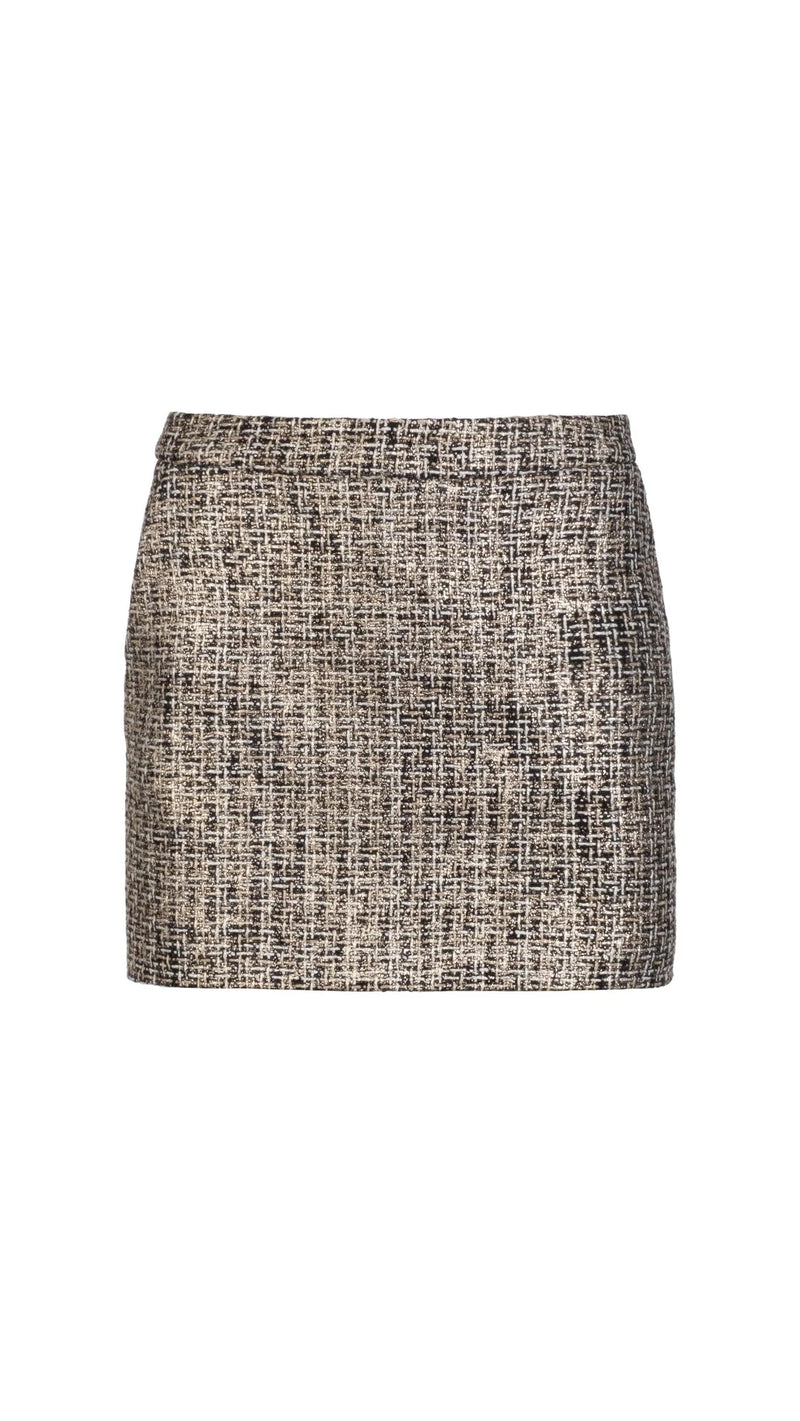 Generation Love Kendra Tweed Mini Skirt in Gold Multi