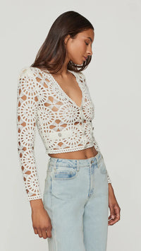 Generation Love Melody Crochet Cardigan in White