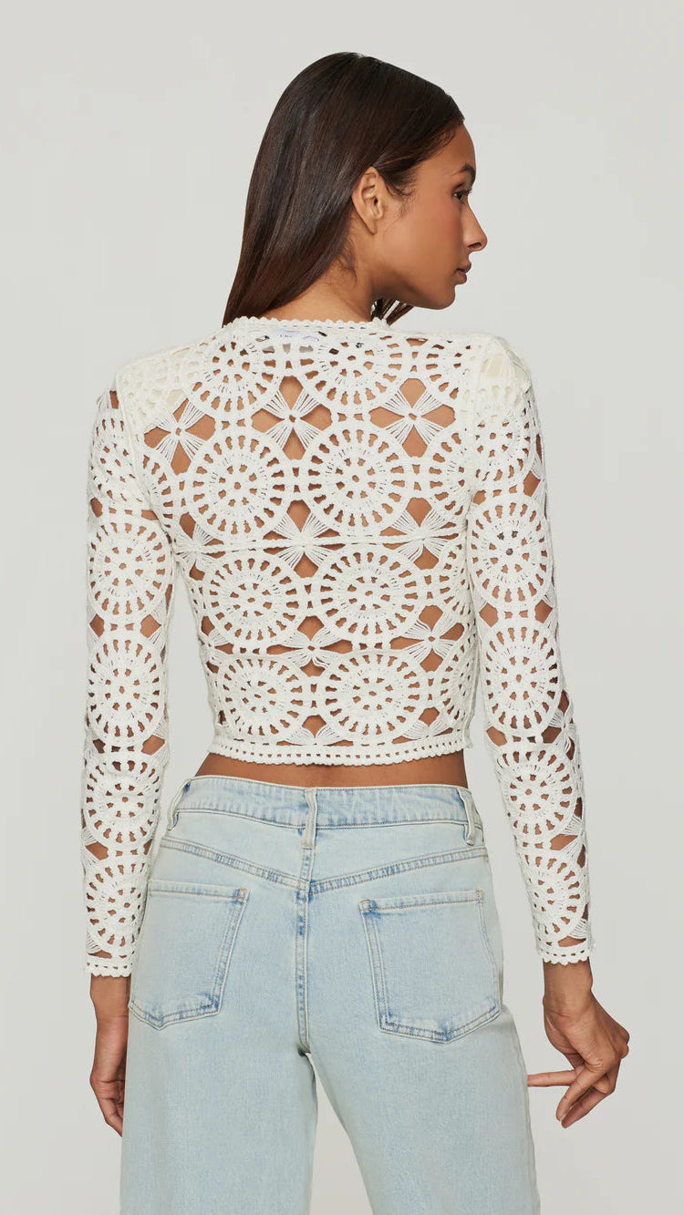 Generation Love Melody Crochet Cardigan in White