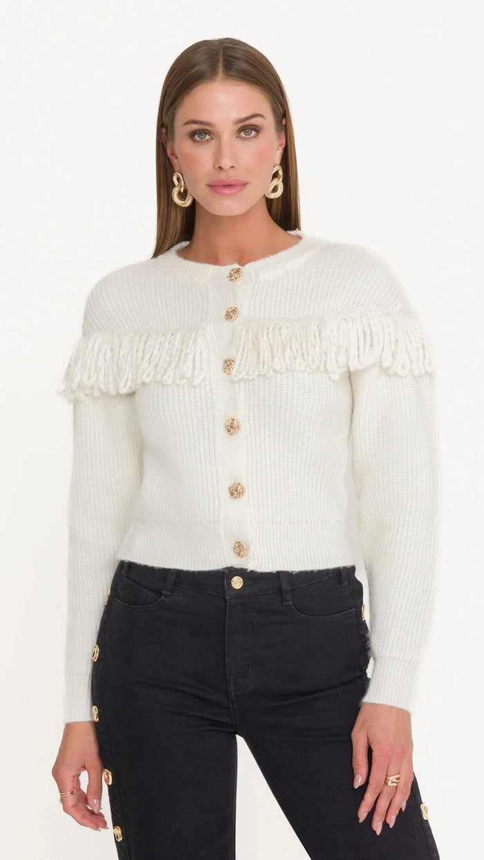 Generation Love Shifra Fringe Cardigan in Cream