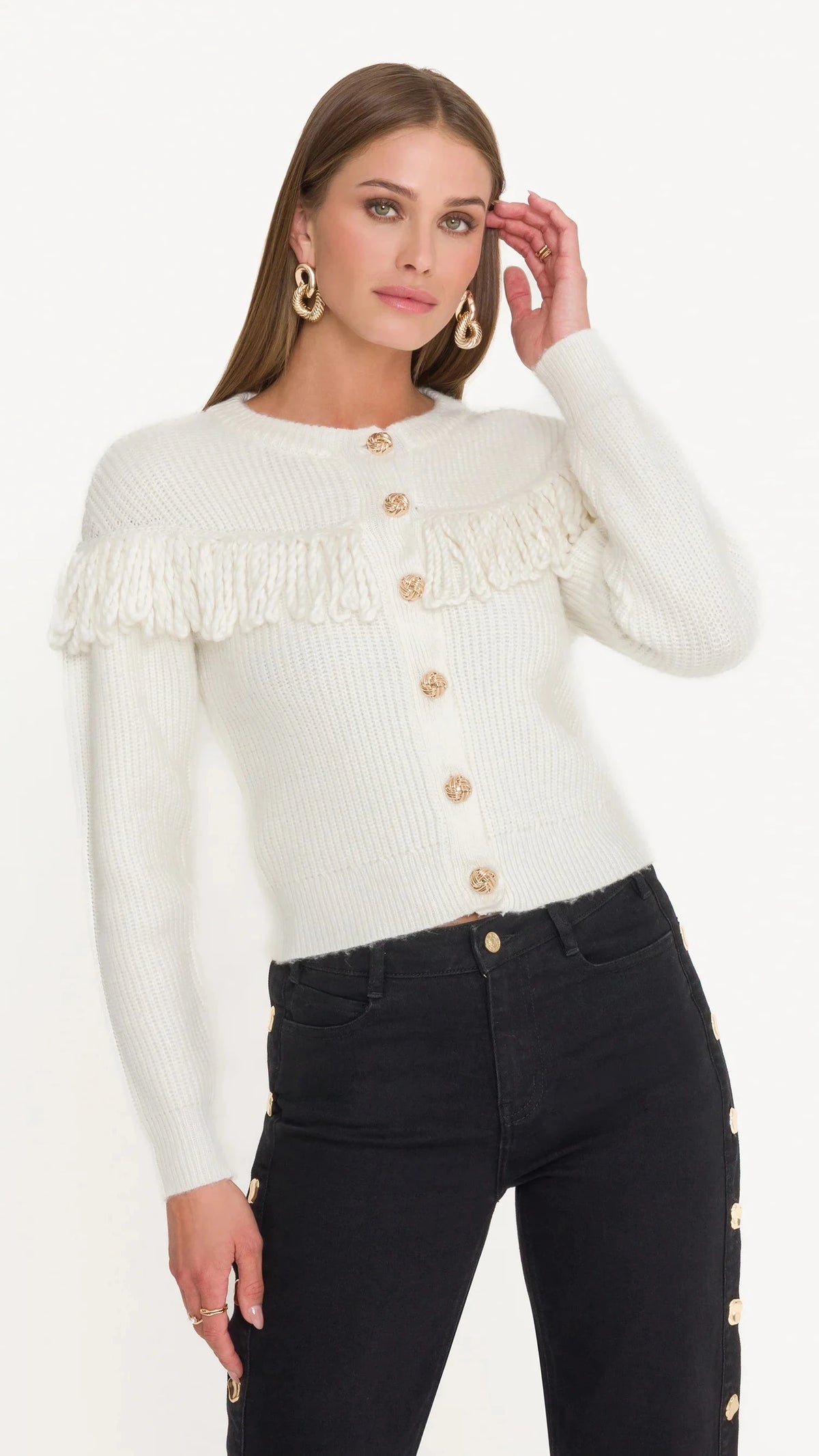 Generation Love Shifra Fringe Cardigan in Cream
