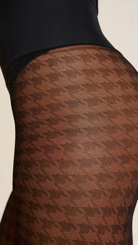 Commando Houndstooth Sheer Tights in Black